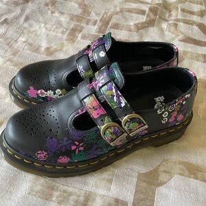 8065 Vintage Floral Leather Mary Jane Shoes